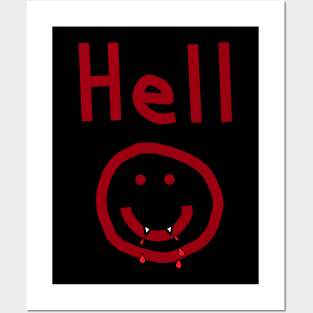 Horror Greeting from Hell with Smiley Face Hello at Halloween Posters and Art